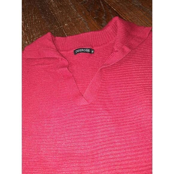 New XL Deerose Maroon VNeck Long Sleeve Crop Top Short Knit Sweater NWOT - Picture 11 of 11